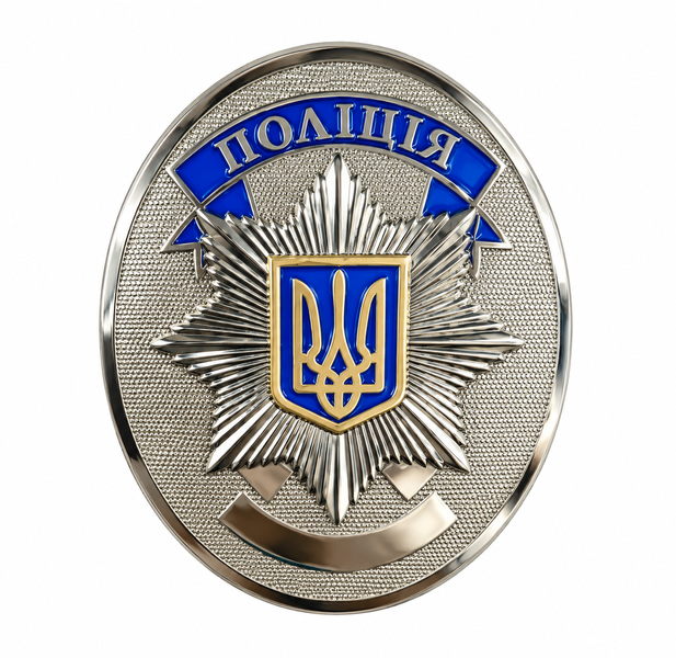 Жетон поліції України з нанесенням номера &mdash; цільний, в 1 деталь 26108 фото